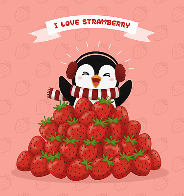 잡화 계절 감정 컬러 컨셉 과일 조류 문화예술 목도리 파일형식 펭귄 딸기 겨울 춤 기쁨 백그라운드 분홍색 귀여움 조화 즐거움 스카프 귀마개 캐릭터 행복 국내일러스트 일러스트 PSD