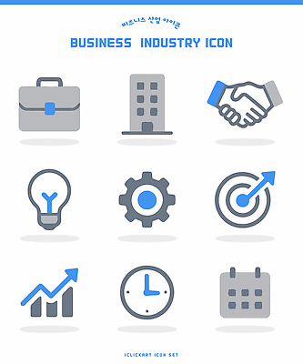 아이콘 건축물 잡화 컨셉 비즈니스 사무용품 파일형식 벡터 산업 디자인 가방 건물 전구 기어 목표 서류판 시계 달력 그래프 회의 2D아이콘 AI파일