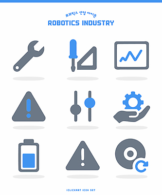 아이콘 문자 신체부위 도구 오브젝트 파일형식 벡터 로봇 산업 기호 디자인 공구 기계 기술 그래프 건전지 손 경고 매뉴얼 부속품 2D아이콘 AI파일