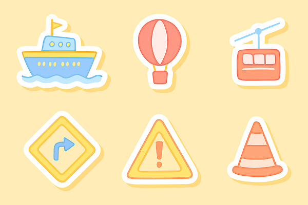 아이콘 길 컨셉 항공교통 교통시설 알림판 파일형식 벡터 교통 수단 열기구 케이블카 표지판 경고 안전 도로 이동 그림 디자인 표시 방향 시설 2D아이콘 AI파일