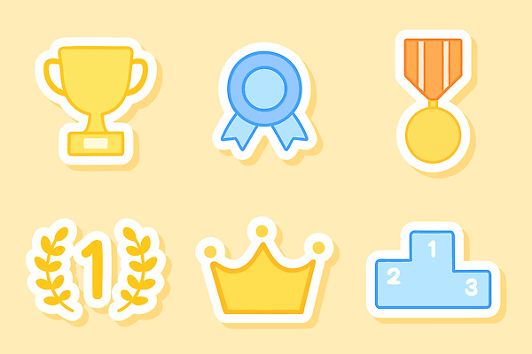 아이콘 컨셉 최고 상_우승 상_상패 파일형식 벡터 트로피 리본 메달 우승 2위 3위 결과 시상식 상징 대회 기념 성공 2D아이콘 AI파일