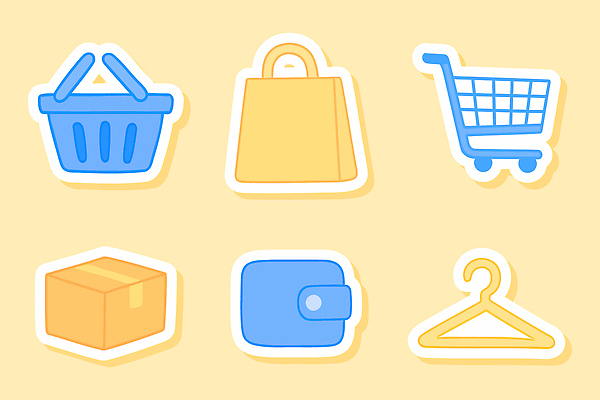 아이콘 가방 쇼핑 바구니 파일형식 벡터 장바구니 쇼핑백 카트 상자 지갑 옷걸이 도구 디자인 그래픽 상업 소비 상점 구매 2D아이콘 AI파일