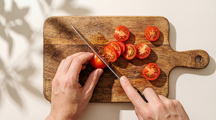 JPG 편집이미지 손 토마토 채소 주방용품 요리 사람 일상 주방 칼 자르기 나무도마 다지기 식사준비 토마토파스타 편집실사 AI인물포토 AI콘텐츠 생활용품 모션 도마 파스타 라이프 목재 신체부위 CG 준비 파일형식 AI포토