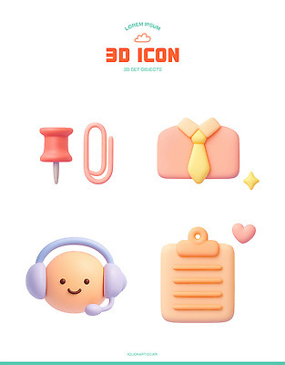 아이콘 잡화 음향기기 상의 비즈니스 장신구 라이프 사무용품 헤드폰 파일형식 사무실 오브젝트 머리핀 클립 넥타이 셔츠 헤드셋 캐릭터 메모지 디자인 컬러 표현 일상 3D아이콘 PSD