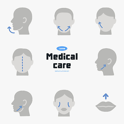 의학 신체부위 수술 파일형식 벡터 관리 디자인 머리 얼굴 특징 세트 그래픽 표현 심플 효과 건강 치료 AI파일 성형수술 시술 일러스트 국내일러스트