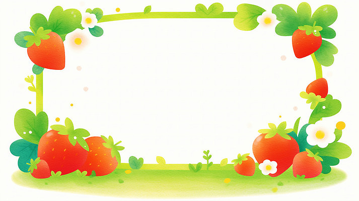 JPG 모양 식물 디자인 꽃 컬러 백그라운드 과일 일러스트 자연 딸기 프레임 그래픽 장식 빨간색 초록색 여름 크기 배열 그림 국내일러스트 AI일러스트 AI콘텐츠 계절 생태계 파일형식