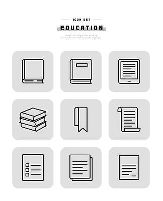 아이콘 교육 문구용품 교육용품 파일형식 벡터 책 전자책 공책 문서 학습 교양 자료 세트 디자인 학습도구 서식 2D아이콘 AI파일 라인아이콘