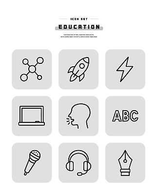 아이콘 교육 음향기기 컨셉 전자제품 필기구 헤드폰 파일형식 벡터 과학 기술 문자 컴퓨터 마이크 헤드셋 펜 학습 교양 커뮤니케이션 창의성 발전 혁명 2D아이콘 AI파일 라인아이콘
