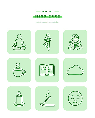 아이콘 웰빙 초 표정 대화 파일형식 벡터 마음 관리 명상 요가 수다 음료 독서 촛불 향 웃음 모션 이미지 심리 건강 2D아이콘 AI파일