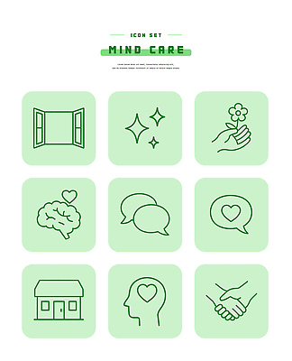 식물 아이콘 컨셉 모션 말하기 건물 신체부위 파일형식 벡터 마음 돌봄 창문 꽃 손 대화 생각 주택 감정 손잡기 변화 2D아이콘 AI파일