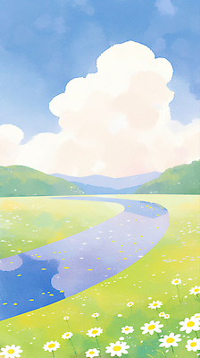JPG 꽃 컬러 패턴 일러스트 자연 하늘 바람 수채화 산 거리 풍경 초원 물 여름 강 평화 맑음 흐름 경계 국내일러스트 AI일러스트 AI콘텐츠 자연요소 식물 계절 컨셉 무늬 날씨 생태계 파일형식