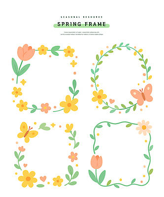 도형 식물 계절 곤충 미술 생태계 파일형식 벡터 봄 장식 프레임 꽃 나비 디자인 자료 컬러 원형 테두리 자연 생명 뷰티풀 창의성 작품 그래픽 백그라운드 용수철 국내일러스트 일러스트 AI파일