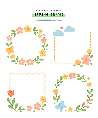 식물 계절 감정 생태계 파일형식 벡터 봄 프레임 디자인 꽃 컬러 그래픽 자연 사계절 장식 백그라운드 상상력 예술 창작 즐거움 국내일러스트 일러스트 AI파일