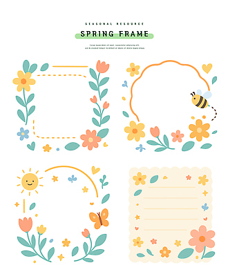 자연요소 식물 동물 계절 곤충 컨셉 생태계 파일형식 벡터 봄 프레임 디자인 장식 꽃 태양 나비 컬러 자원 자연 그림 그래픽 공간 선 테두리 백그라운드 손글씨 귀여움 국내일러스트 일러스트 AI파일