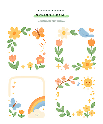 식물 동물 계절 곤충 컨셉 생태계 파일형식 벡터 프레임 디자인 꽃 나비 조류 컬러 봄 사계절 자연 그림 장식 배열 날씨 뷰티풀 편집 아이디어 국내일러스트 일러스트 AI파일