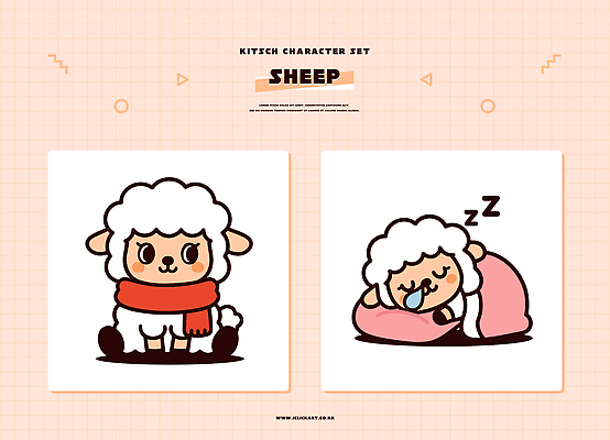 캐릭터 컨셉 무늬 포유류 모션 미술 사람 목도리 파일형식 벡터 양 스카프 잠 귀여움 동물 그림 디자인 앉기 패턴 세트 어린이 동물그림 스케치 일러캐릭터 일러스트 AI파일