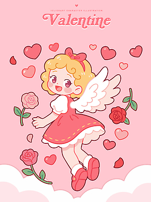 모양 캐릭터 여자 꽃 감정 어린이 컬러 컨셉 관계 데이이벤트 파일형식 벡터 발렌타인데이 날개 하트 장미 귀여움 리본 분홍색 백그라운드 사랑 소녀 그림 기쁨 비행 커플 축제 일러캐릭터 일러스트 AI파일