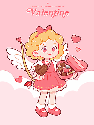 모양 캐릭터 여자 감정 어린이 컬러 컨셉 데이이벤트 디저트 파일형식 벡터 발렌타인데이 초콜릿 천사 소녀 하트 날개 화살 사랑 선물 귀여움 세계 상자 분홍색 축제 기쁨 행복 일러캐릭터 일러스트 AI파일