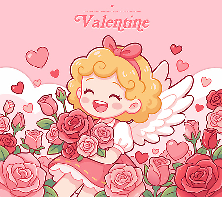 모양 식물 캐릭터 꽃 감정 컬러 컨셉 데이이벤트 표정 이벤트 파일형식 벡터 천사 장미 하트 발렌타인데이 웃음 분홍색 사랑 기쁨 귀여움 조화 장식 분위기 소통 선물 기념일 축제 디자인 일러캐릭터 일러스트 AI파일