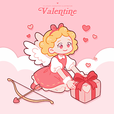 모양 캐릭터 여자 감정 어린이 컬러 컨셉 데이이벤트 사람 이벤트 뷰티 파일형식 벡터 발렌타인데이 천사 소녀 선물 하트 분홍색 포장 사랑 축제 귀여움 기념일 소원 즐거움 축하 화장 아기 행복 일러캐릭터 일러스트 AI파일