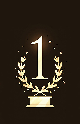 JPG 모양 1 디자인 감정 포스터 상징 백그라운드 일러스트 성공 기념 이벤트 그래픽 장식 숫자 금색 축하 표현 우승 트로피 대회 시상 시상식 연말 월계수 국내일러스트 AI일러스트 AI콘텐츠 문자 컬러 컨셉 최고 상_우승 파일형식