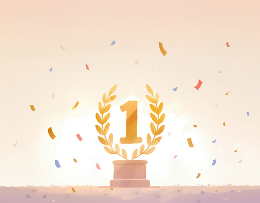 JPG 1 기념일 감정 상징 일러스트 성공 이벤트 축제 기쁨 금색 축하 우승 분위기 중앙 트로피 장면 시상 시상식 연말 국내일러스트 AI일러스트 AI콘텐츠 컬러 컨셉 최고 상_우승 파일형식