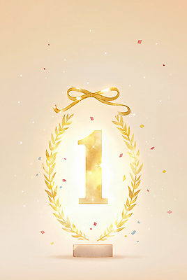 JPG 1 디자인 감정 상징 조각 백그라운드 일러스트 성공 기념 이벤트 장식 숫자 금색 축하 우승 트로피 색종이 순위 시상 시상식 연말 월계관 국내일러스트 AI일러스트 AI콘텐츠 문자 종이 컬러 컨셉 최고 상_우승 파일형식