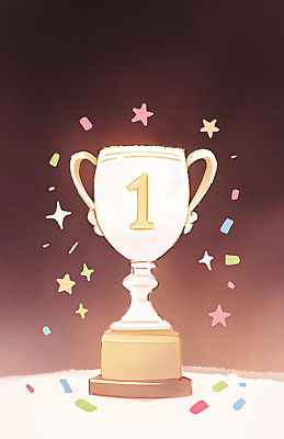 JPG 1 기념일 별 컬러 조각 일러스트 성공 이벤트 축제 경쟁 공간 기쁨 에너지 축하 우승 분위기 중앙 결과 상패 트로피 시상 시상식 연말 국내일러스트 AI일러스트 AI콘텐츠 자연요소 감정 컨셉 최고 상_우승 파일형식