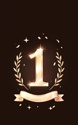 JPG 1 기호 디자인 상징 일러스트 성공 기념 이벤트 장식 숫자 금색 축하 우승 결과 상패 트로피 배지 대회 뷰티풀 시상 시상식 연말 국내일러스트 AI일러스트 AI콘텐츠 문자 컬러 컨셉 최고 상_우승 파일형식