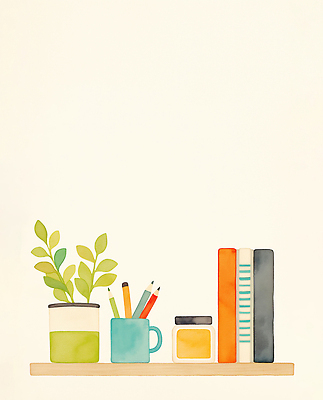 교육 컬러 가구 문구용품 학용품 필기구 오브젝트 파일형식 책상 식물 연필 펜 노란색 책 정리 디자인 학습 공책 디테일 창의성 환경 독서 작업 국내일러스트 일러스트 JPG