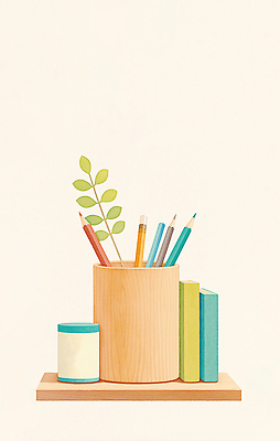 식물 교육 컬러 가구 비즈니스 문구용품 학용품 필기구 오브젝트 파일형식 서재 연필 책 서랍장 나무 사무용품 초록색 색연필 공책 학습 작업 정리 디자인 사무실 독서 자료 국내일러스트 일러스트 JPG