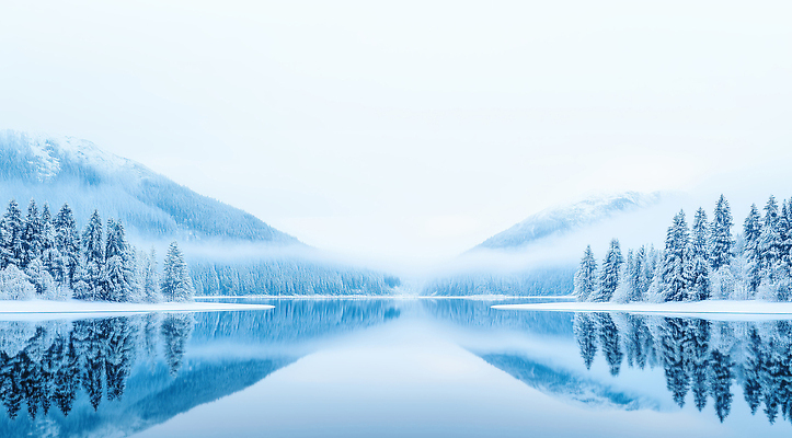 JPG 나무 편집이미지 호수 겨울 자연 하늘 산 풍경 물 반사 차가움 숲 기온 설산 편집실사 AI포토 AI콘텐츠 자연요소 식물 계절 날씨 CG 생태계 파일형식