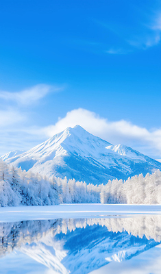 JPG 나무 편집이미지 호수 겨울 자연 하늘 날씨 산 풍경 반사 맑음 차가움 숲 설산 편집실사 AI포토 AI콘텐츠 식물 계절 CG 생태계 파일형식