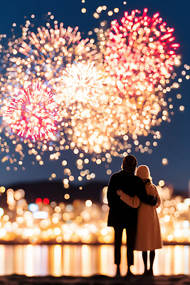 JPG 편집이미지 커플 기념일 야경 하늘 새해 기념 폭죽 불꽃놀이 사랑 사람 풍경 빛 소풍 축제 모임 휴일 순간 연말 편집실사 AI인물포토 AI콘텐츠 감정 관계 놀이 이벤트 야외활동 야간 CG 파일형식 풍경_경치 AI포토