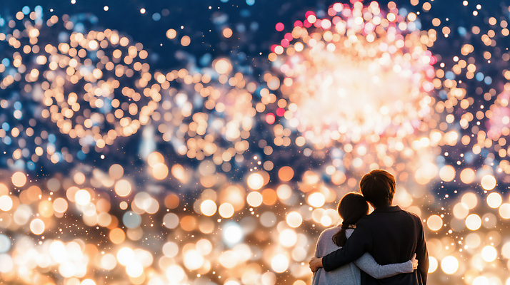 JPG 편집이미지 커플 감정 백그라운드 야경 하늘 불꽃 조명 새해 기념 함께함 폭죽 불꽃놀이 사랑 여러명 축제 분위기 저녁 순간 연말 편집실사 AI인물포토 AI콘텐츠 다수 컨셉 관계 놀이 불 사람 야간 CG 파일형식 풍경_경치 AI포토