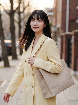 JPG 나무 편집이미지 여자 패션 감정 가방 거리 사람 걷기 산책 도시 저녁 대로 스타일 편집실사 AI인물포토 AI콘텐츠 식물 잡화 모션 휴식 야간 CG 파일형식 AI포토