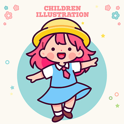 자연요소 식물 옷 교육 감정 어린이 컨셉 표정 사람 파일형식 벡터 웃음 그림 꽃 별 행복 캐릭터 백그라운드 놀이 컬러 표현 자유 밝음 국내일러스트 일러스트 AI파일 유치원복 유치원 유치원생