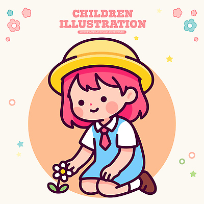 식물 옷 계절 여자 교육 감정 어린이 날씨 사람 이벤트 파란색 생태계 파일형식 벡터 꽃 그림 하늘색 캐릭터 자연 여름 소녀 행복 놀이 동화 컬러 맑음 공연 국내일러스트 일러스트 AI파일 유치원복 유치원 유치원생