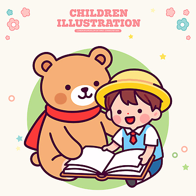 동물 잡화 옷 교육 감정 어린이 포유류 관계 모션 사람 파일형식 벡터 곰 책 읽기 목도리 즐거움 그림 친구 캐릭터 상상 이야기 놀이 동화 풍경 행복 국내일러스트 일러스트 AI파일 유치원복 유치원 유치원생