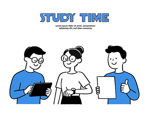 교육 컨셉 말하기 신체부위 전자제품 스마트기기 학습 파일형식 벡터 학생 대화 태블릿 종이 시간 그룹 협력 의사소통 과제 자료 공유 기술 손 시계 경고 집중 아이디어 국내일러스트 일러스트 AI파일 스터디