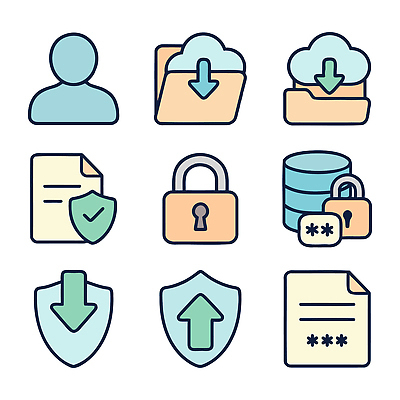 컨셉 안전 확인 서비스 파일 파일형식 벡터 보안 다운로드 업로드 사용자 자물쇠 자료 보호 폴더 암호 문서 체크표시 관리 저장 시스템 클라우드서비스 전송 국내일러스트 일러스트 AI파일