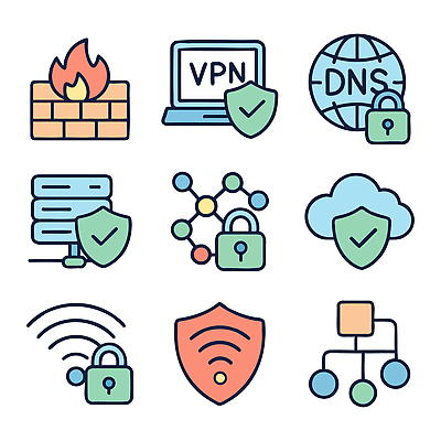 문자 컨셉 안전 네트워크 서비스 파일형식 벡터 방화벽 VPN 클라우드서비스 기호 보안 인터넷 정보 보호 연결 서버 송수신 시스템 무선 국내일러스트 일러스트 AI파일