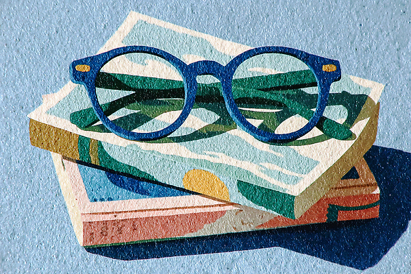 JPG 교육 문화 안경 컬러 일러스트 책 파란색 학습 독서 교양 정보 도서관 잡지 편안함 그림 문학 페이지 내용 국내일러스트 AI일러스트 AI콘텐츠 잡화 간행물 감각 파일형식