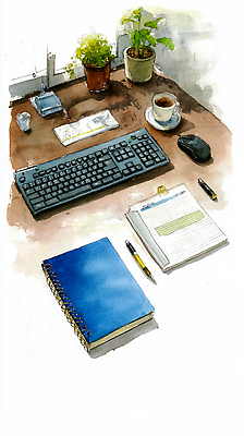 음료 가구 컨셉 비즈니스 창문 문구용품 라이프 필기구 컴퓨터용품 파일형식 책상 작업 키보드 마우스 공책 펜 커피 식물 창가 빛 사무실 집중 공간 도구 정리 환경 사무용품 취미 일상 일러스트 JPG 국내일러스트