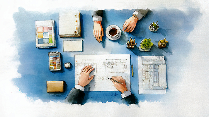 음료 가구 컨셉 비즈니스 문구용품 건설업 미술 신체부위 필기구 파일형식 사무실 회의 작업 설계도 커피 사람 사무용품 탁자 손 집중 창의성 협력 아이디어 계획 문서 펜 식물 시간 스케치 일러스트 JPG 국내일러스트