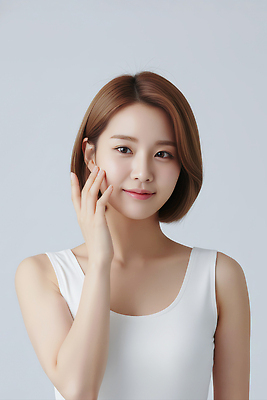 JPG 편집이미지 손 여자 감정 얼굴 포즈 백그라운드 스튜디오 조명 대화 미소 웃음 피부 심플 편집실사 AI인물포토 AI콘텐츠 표정 말하기 사람 신체부위 CG 파일형식 AI포토