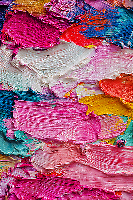 JPG 예술 분홍색 컬러 일러스트 빨간색 초록색 파란색 노란색 물감 흰색 혼합 질감 캔버스 층 파스텔 유화 국내일러스트 AI일러스트 AI콘텐츠 학용품 미술 미술도구 파일형식