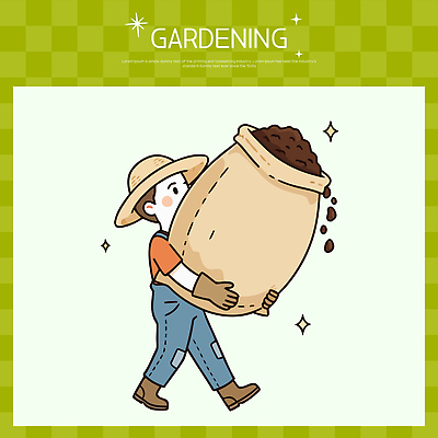 잡화 산업 컨셉 농업 사람 취미 신체부위 생태계 원예 파일형식 벡터 정원 남자 자루 흙 식물 작업 이동 장갑 뿌리 손 자연 농사 채소 과일 거름 정원가꾸기 국내일러스트 일러스트 AI파일