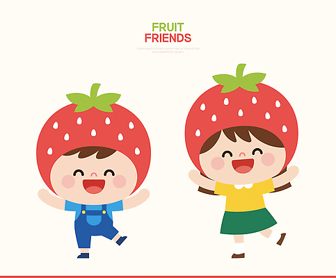 캐릭터 감정 무늬 과일 관계 놀이 문화예술 표정 사람 파일형식 벡터 어린이 딸기 춤 웃음 친구 즐거움 모션 백그라운드 밝은색 행복 친목 아기 가족 놀이터 패턴 일러스트 AI파일 일러캐릭터