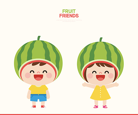 캐릭터 옷 계절 감정 컨셉 과일 관계 하의 표정 사람 파일형식 벡터 어린이 수박 웃음 즐거움 놀이 친구 원피스 바지 여름 표현 모션 디자인 뷰티풀 귀여움 일러스트 AI파일 일러캐릭터
